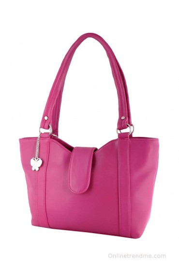 Butterflies Pink PU Shoulder Bag